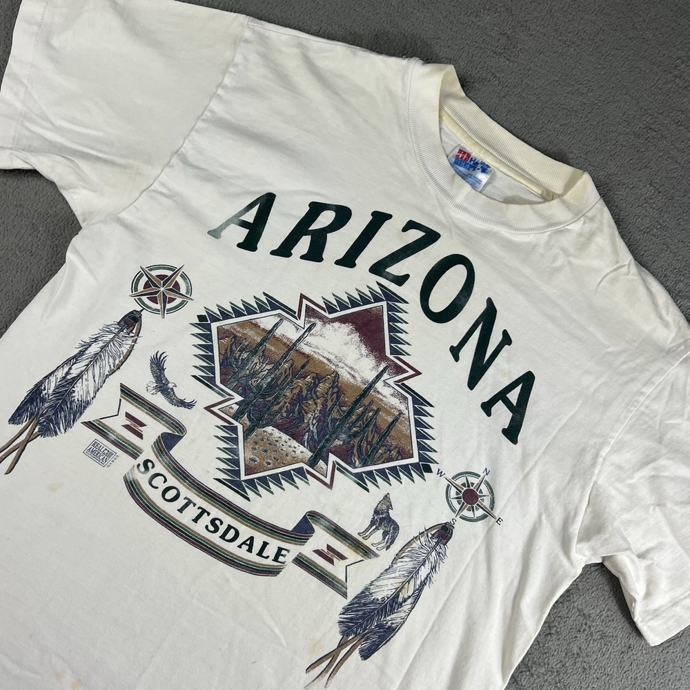 Vintage 90's Arizona Scottsdale Medium Graphic T-shirt White Yellowed Hanes